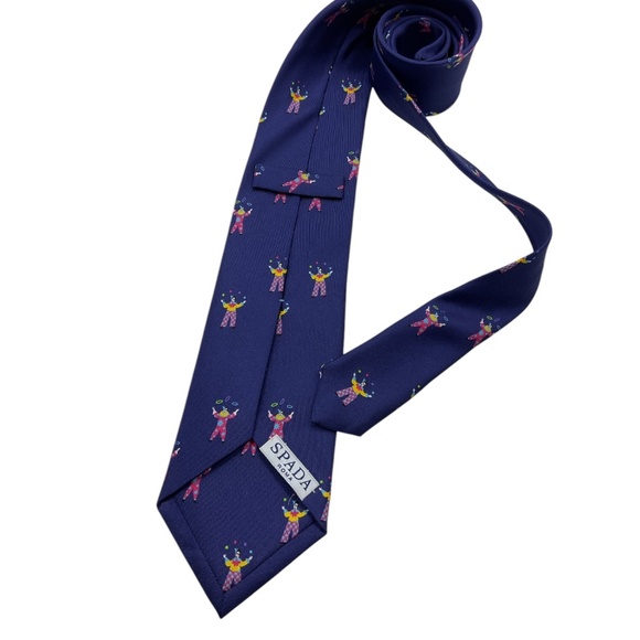 SPADA XL Blue Clown Juggler Silk LUXURY Tie ITALY - Picture 2 of 4